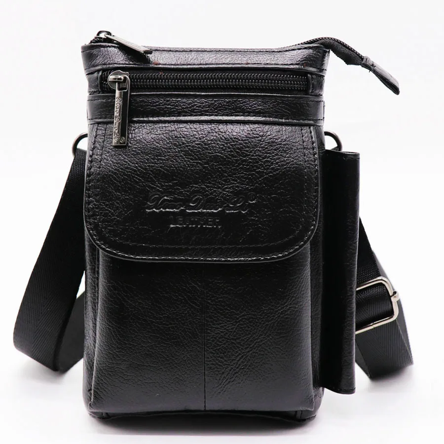 

Genuine Leather 7' Cell/Mobile Phone Wallet Punch Pack Men Cowhide Shoulder Bag Male Messenger Bag Cross Body Belt Waist Pack