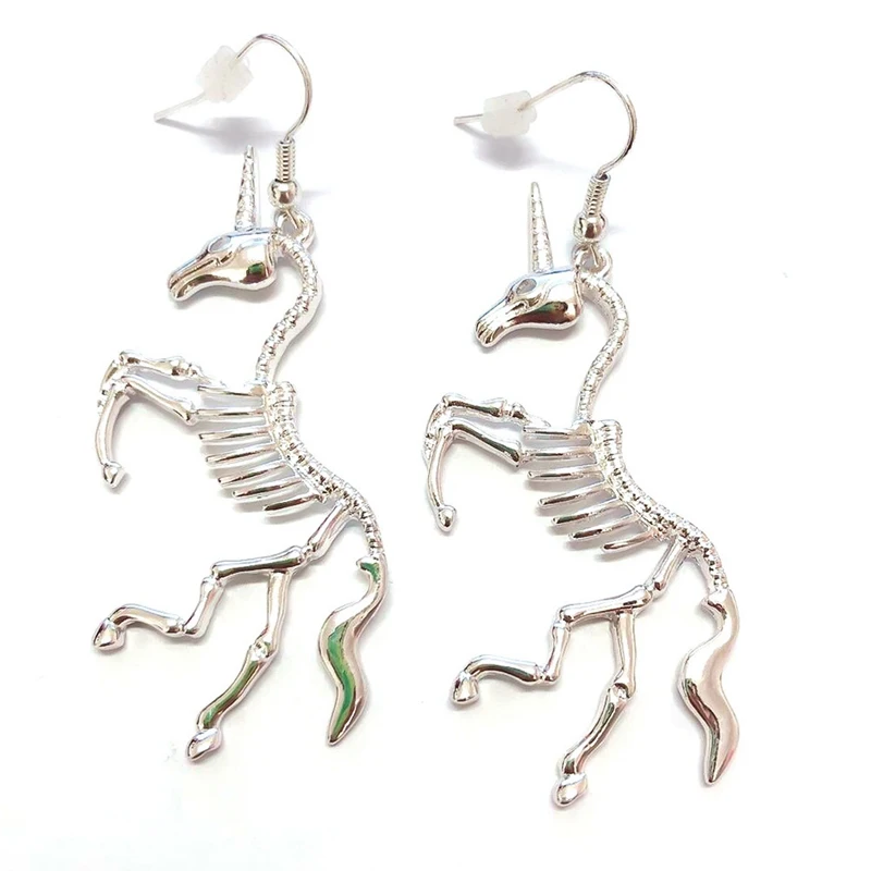 

Exaggerated Unicorn Earrings creative Unicorn Skeleton Drop Earrings For Women Personality Punk style Dangle Earring jewelry