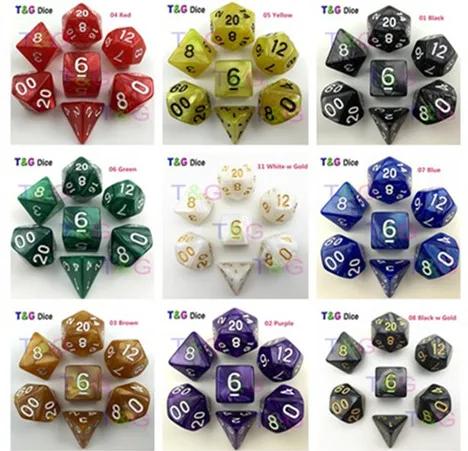 

7pcs/bag High Quality Marble Effect Dice Set, D4,d6,d8,d10,d10%,d12,d20 Sets for Dnd Game ,as Board Accessories