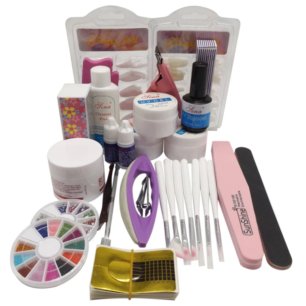 UV Gels Nail Art Tools Set Nails UV Gel 7pcs Nail Brushes Topcoat Nail