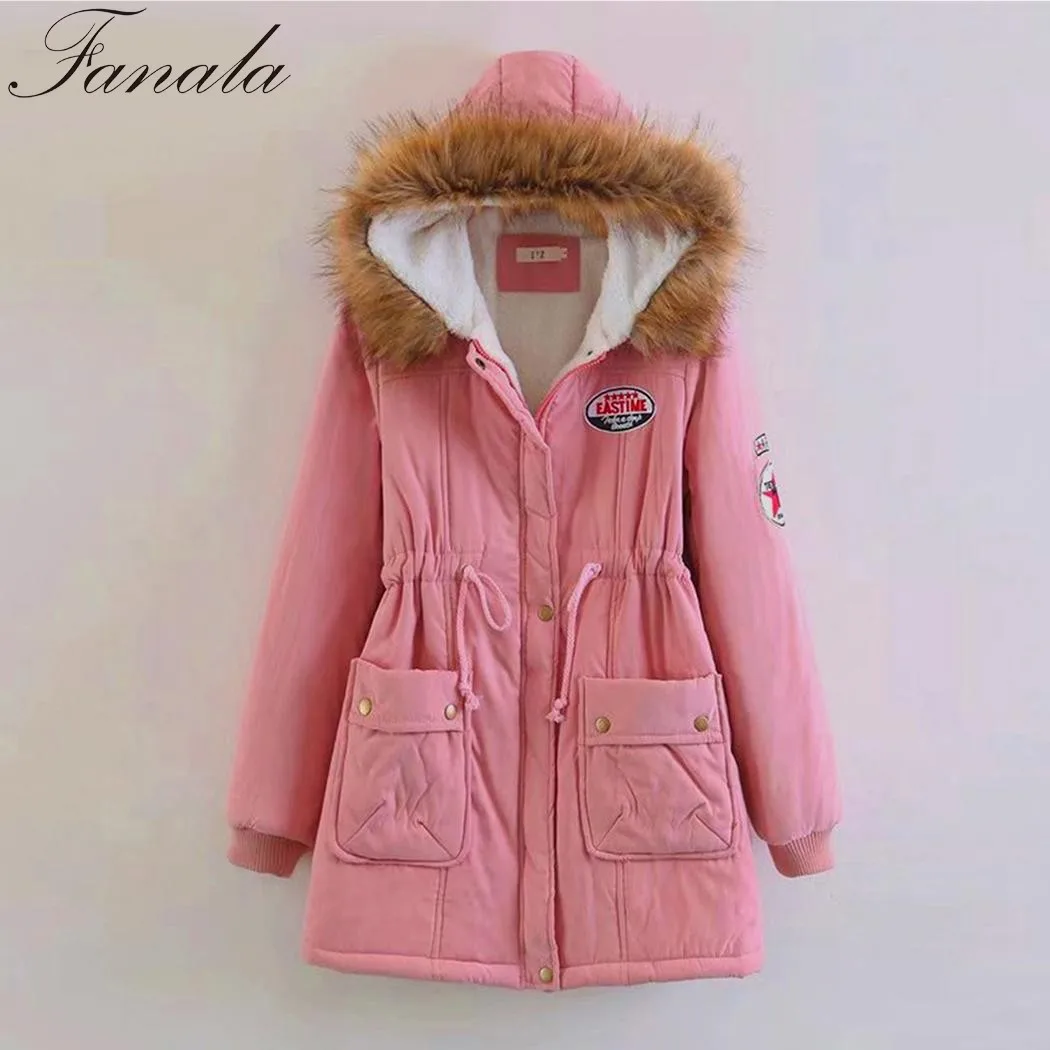 Manteaux D'hiver Capuche Black Veste Nouvelle Polaire khaki Taille Parka Fourrure Fausse Cardigan Manteau Green pink blue red Occasionnel Femmes À army Coton Femelle Plus Épaississement 2017 La wqxWRvnCW
