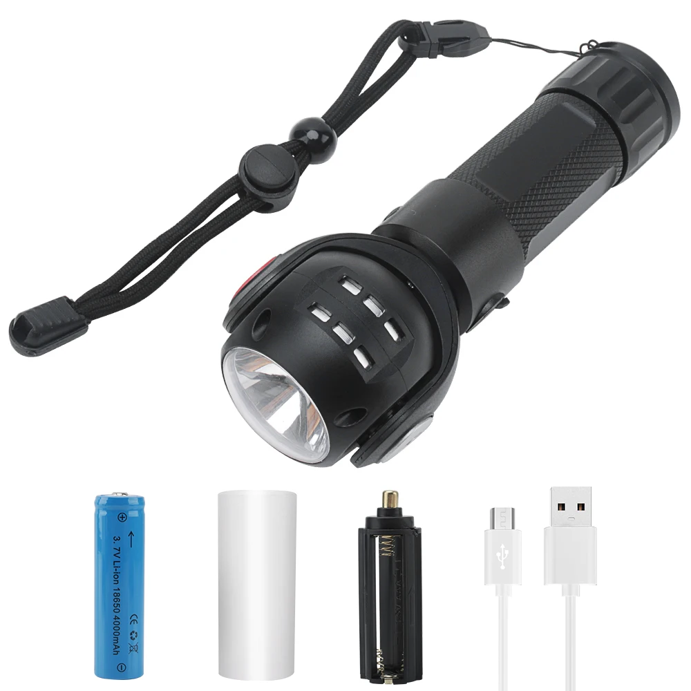 

BORUiT COB XML T6 LED Flashlight 360 degree rotation Magnetic Work Light Magnetic Inspection Lamp USB 18650 Torch Camping Light