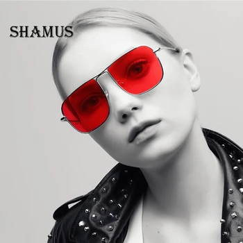 

SHAMUS New Arrival Square Sunglasses Eyewear Top Fashion New Trend Eyeglasses UV400 Sunglass Women Red Metal Sun Glass