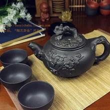 Горячая Чайник Китайский фарфор Исин Zisha чайник 400 мл+ 3 чашки 60 мл чайный набор кунг-фу чайники ручной работы Zisha керамический чайник