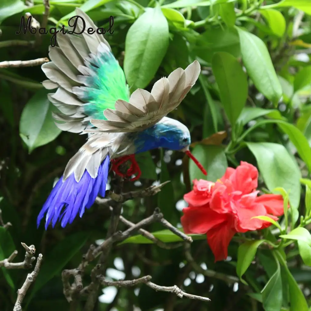 Artificial Feathered Flying Hummingbird Shelf Display Birds Figurines Ornament Crafting Home Decor Supplies 