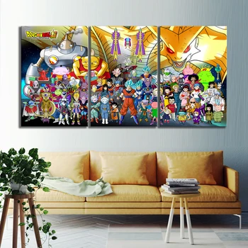 

3 Piece Dragon Ball Super Cartoon Characters Anime Poster Canvas Paintings Wall Art for Living Room Decor