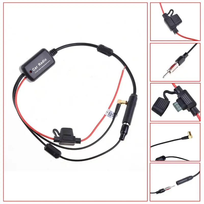 Universal DC12V-24V 2 In 1 660mm SMB Plug Auto Car Radio FM Antenna DAB Receiver Signal Amp Amplifier Booster Accessorizes | Автомобили и