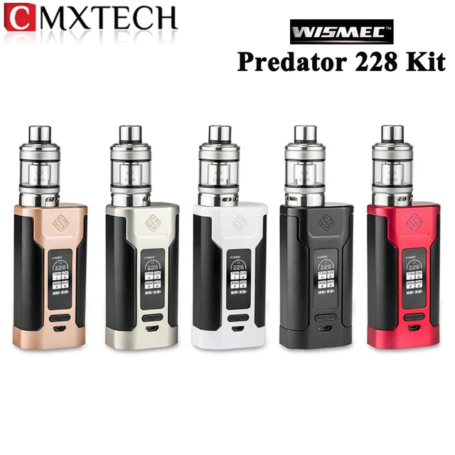 В Наличии! wismec хищник 228 электронная сигарета комплект 228 Вт хищник 228 коробка мод vape и 4.9 мл/4.6 мл н. с. трехместный elabo танк