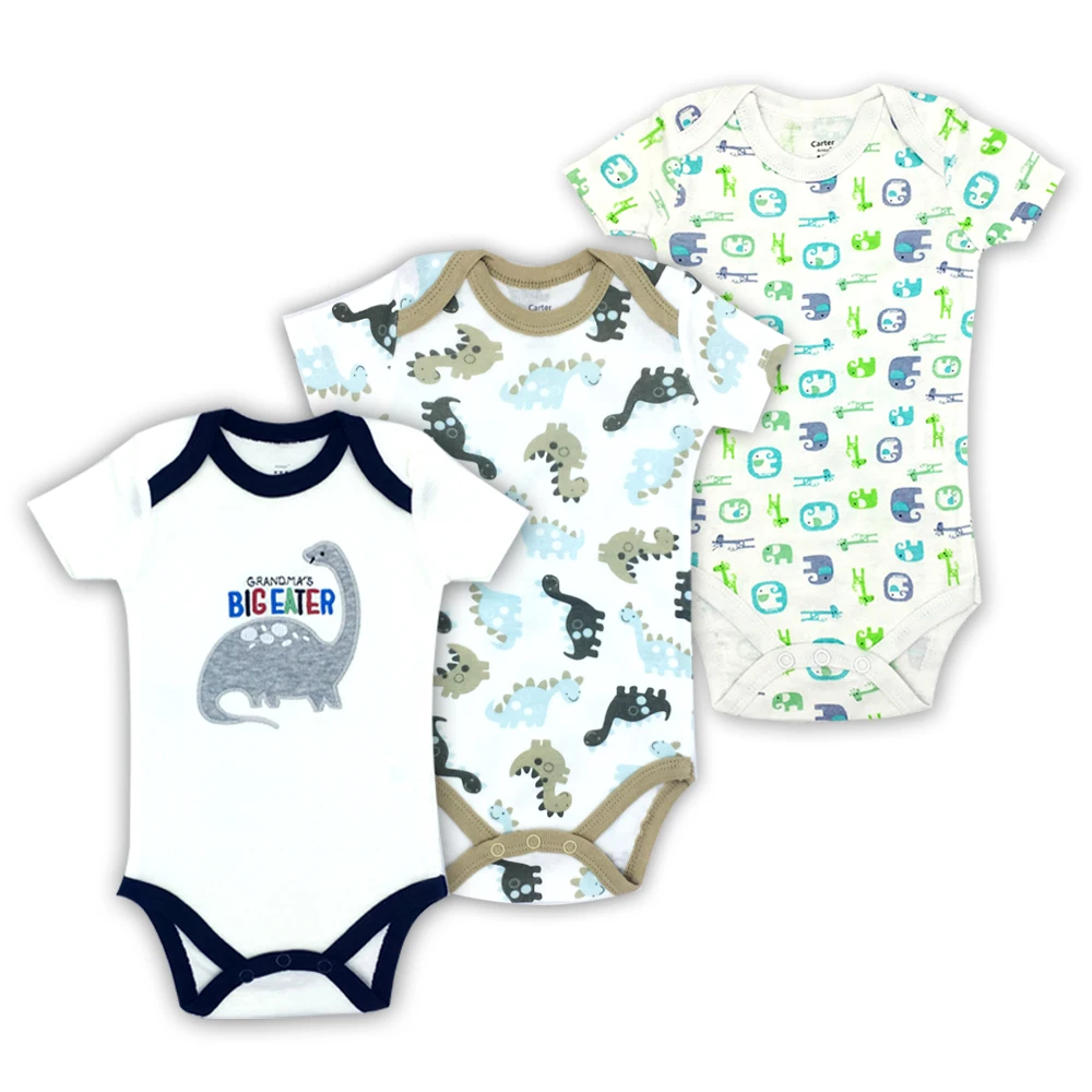 3PCS 100%Cotton Infant Body Short Sleeve Clothing Similar Jumpsuit Printed Baby Boy Girl Bodysuits