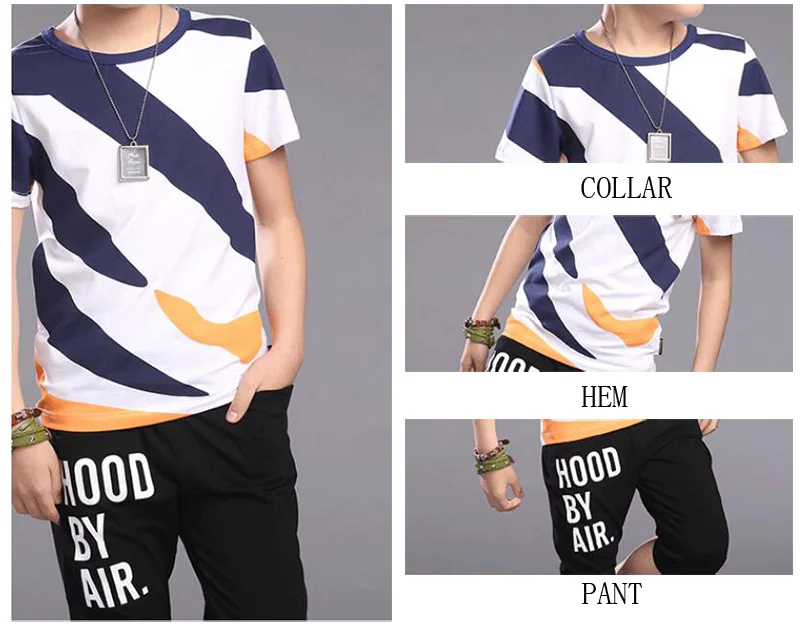 2019 summer children sets for boys clothing boy suit kids sports clothes teenage children short sleeves + pant children clothes (1)