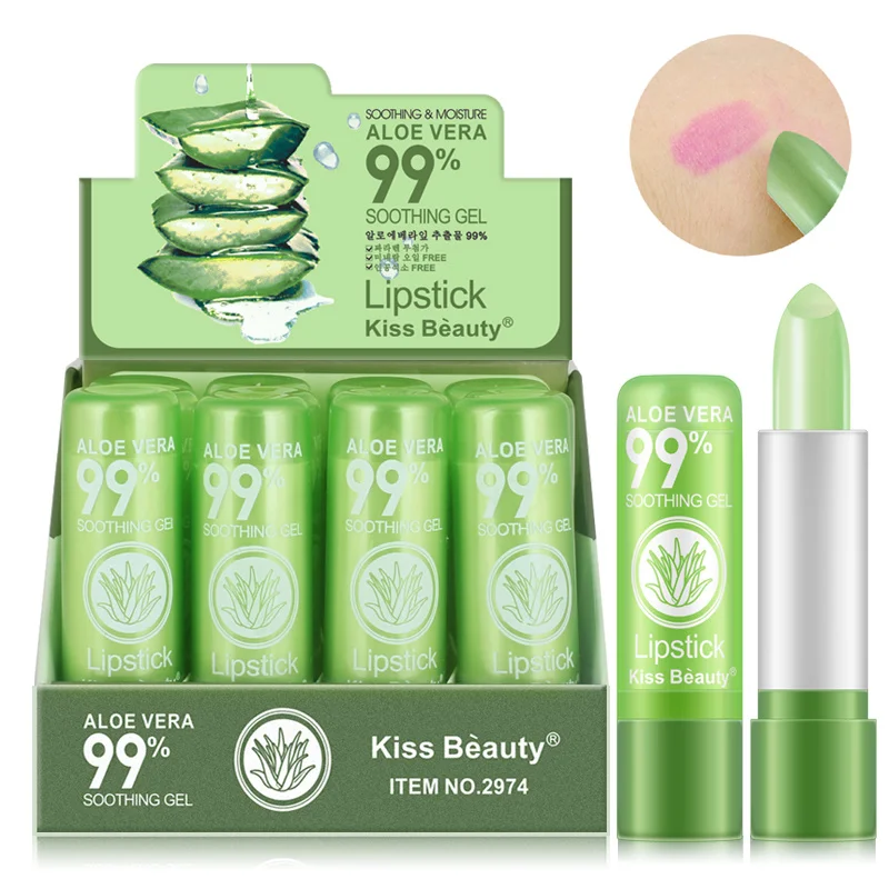 

1PC Temperature Change Aloe Vera Moisturizing Lipstick Fashion Color Changing Lipstick Long Lasting Waterproof Makeup TSLM1