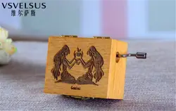 Домашний Декор Близнецы рукоятки Music Box Винтаж деревянная музыкальная шкатулка ретро 12 Созвездие музыкальный Коробки детей счастливыми