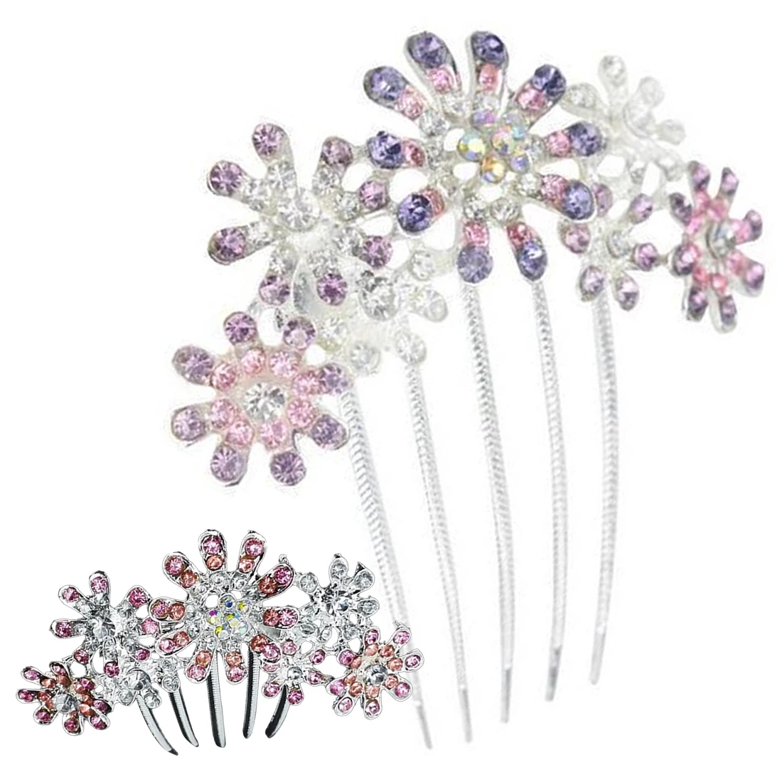 Beautiful Crystal encrusted Hair Accessories Rhinestone Petal Flower