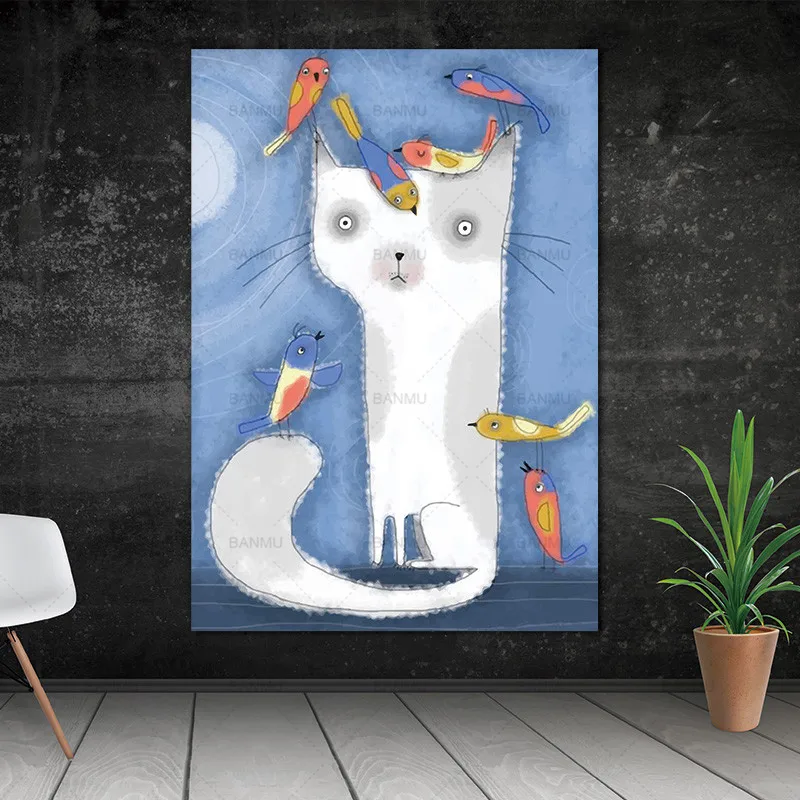 Wand kunst Bild cartoon tier katze decor poster Leinwand Malerei leinwand malerei Wand kunst kunst printsPicture wohnkultur keine rahmen