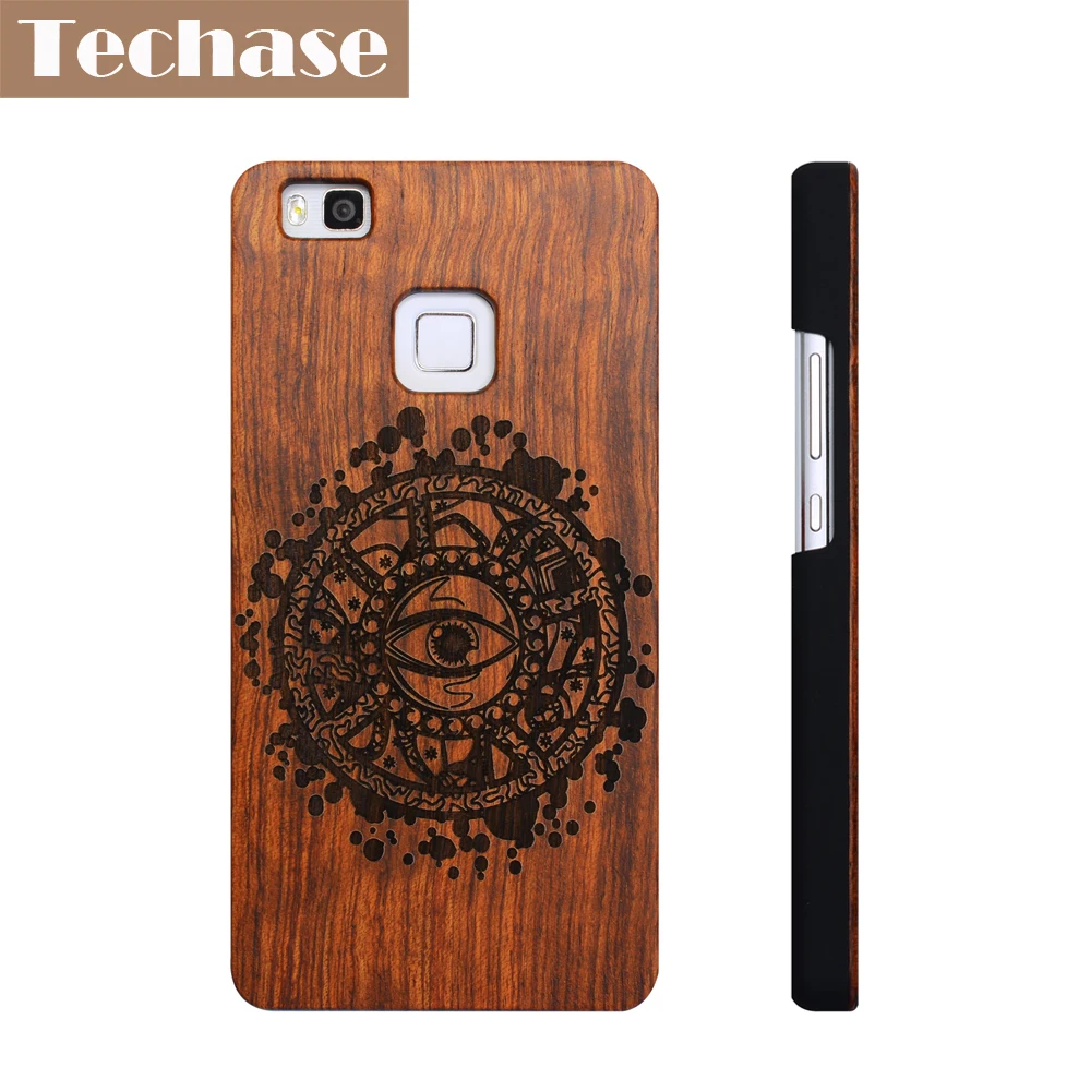 Techase Rosewood Phone Cases For Huawei P9 Lite Case Ultra Thin Wooden Back Covers P9lite Mask/Wing/Bible/Eye |