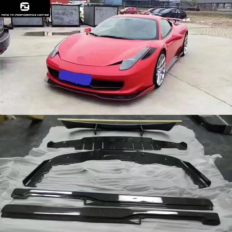 

458 Carbon fiber front bumper lip rear bumper diffuser side skirts rear spoiler wing for Ferrari 458 AUTO VELOCE style 2012
