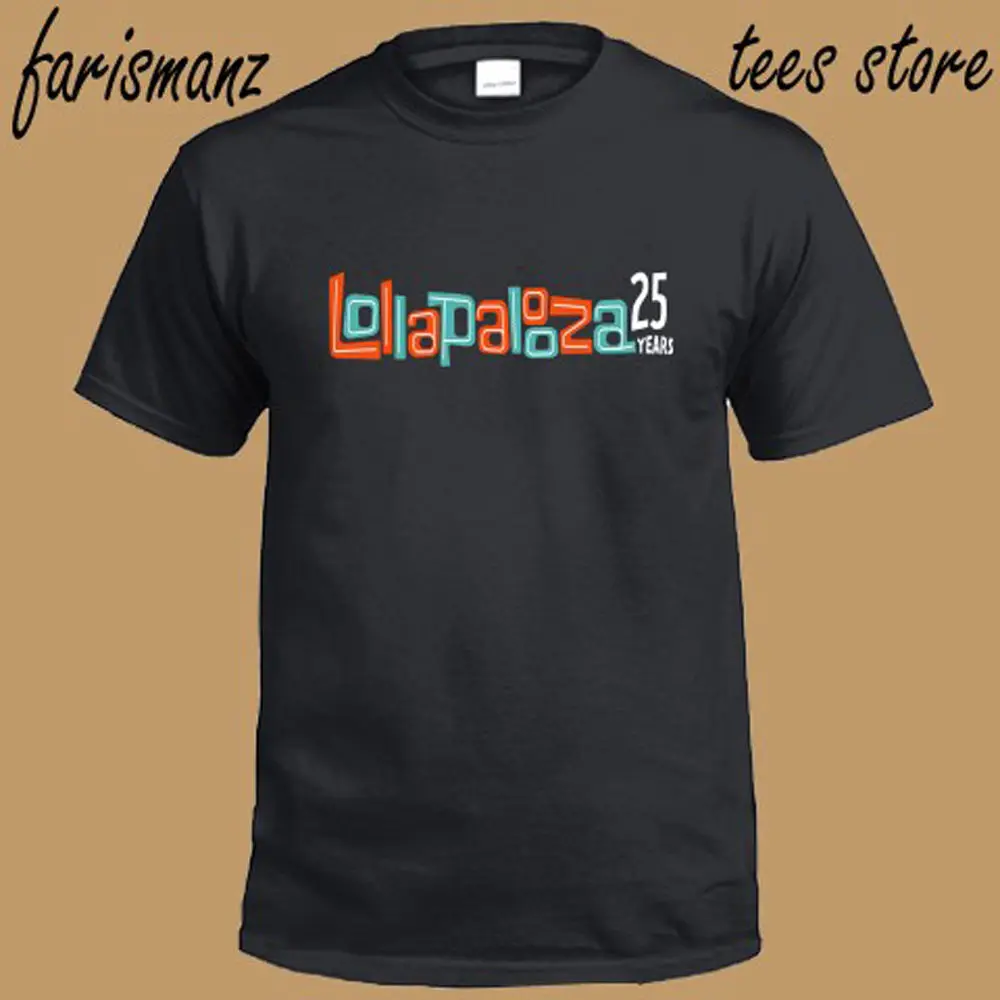 Новый Lollapalooza 25 лет годовой музыкальный фестиваль черная футболка Размеры S-3XL