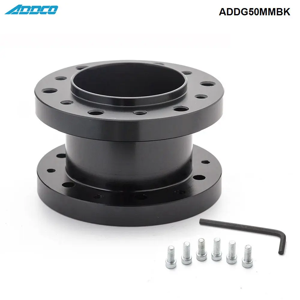 ADDCO Aluminum Alloy 50mm Height Car Steering Wheel Hub Extension Adapter Spacer ADDG50MMBK