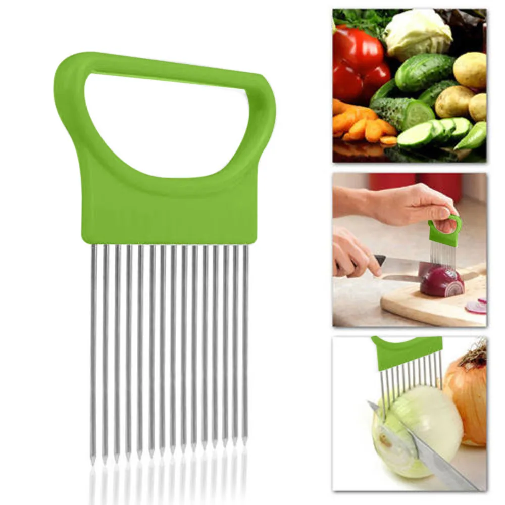 Good Helper Kitchen tools Tomato Onion Vegetables Slicer Cutting Aid Holder Guide Slicing Cutter Safe Fork Onion Slicer d90710