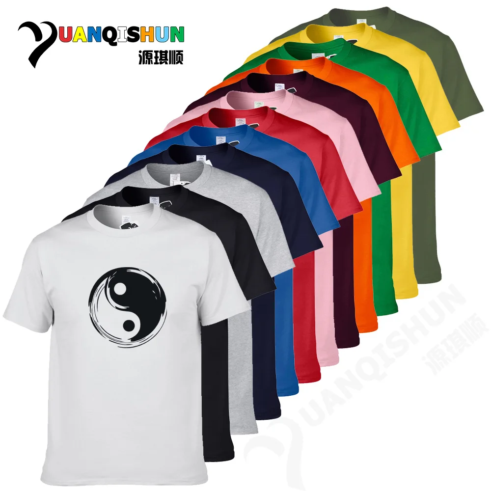 YUANQISHUN модные летние брендовые футболки мужские топы китайские Tai Chi Yin Yang мужские футболки с принтом Удобные Хлопковые футболки