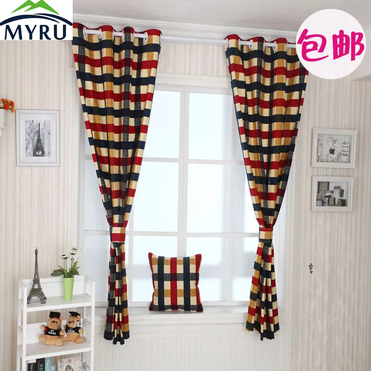 MYRU Edinburgh lattice curtain cotton canvas cloth curtains semi shade