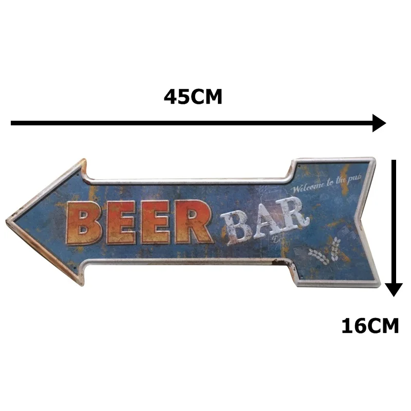 Ретро табличка в форме стрелки вывеска металлические знаки тарелки неровной формы кафе-гараж бар пляж вывеска декоративная живопись 45X16CM J002