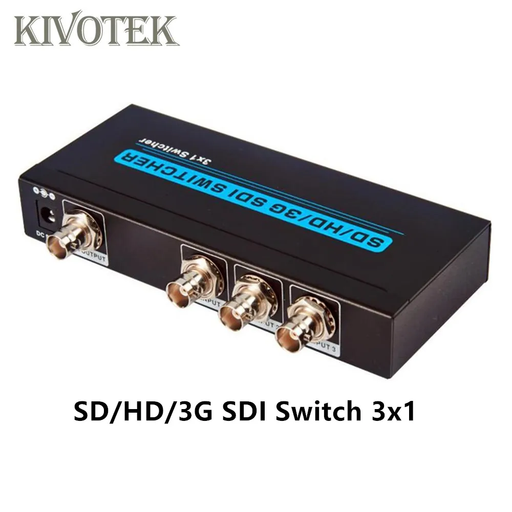 

KIVOTEK SDI Switch 3G/HD/SDI 3x1 Switch with BNC Female Support 1080P Distribution Extender for Projector Monitor Camera