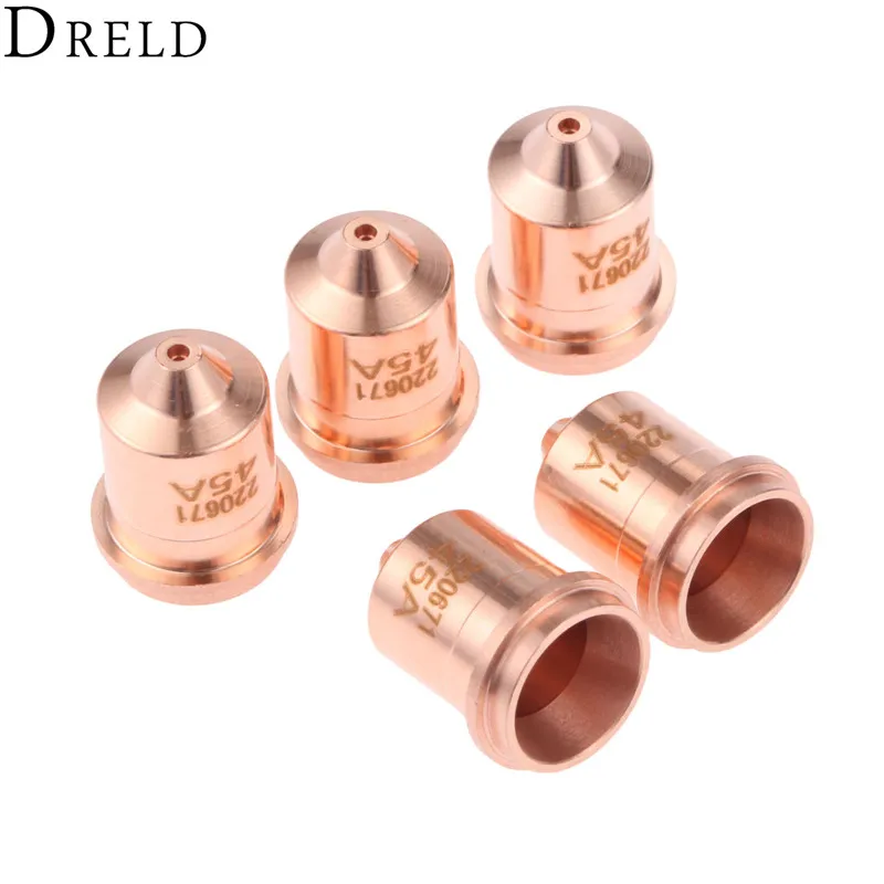 

DRELD 5pcs Nozzle 220671 For Plasma Cutting 45 Torch Consumables 45A Shielded Processes Welding & Soldering Supplies