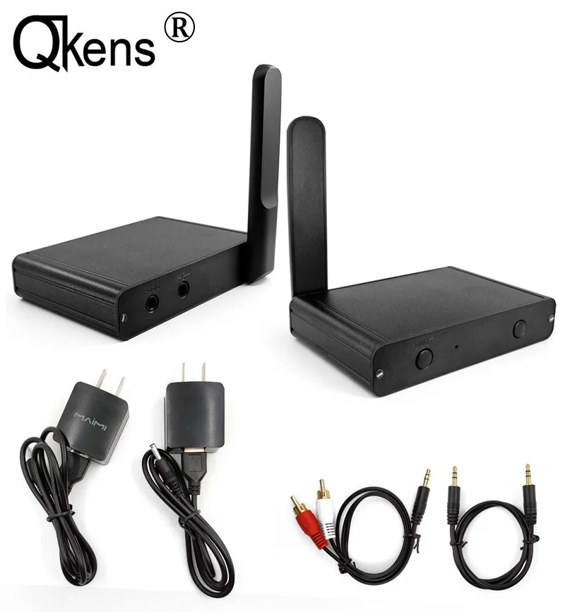 

Hifi 2.4GHz Wireless Audio Transceiver Transmitter and Receiver Stereo Computer Active Speaker Amplifier Adapter 3.5MM RCA Cable