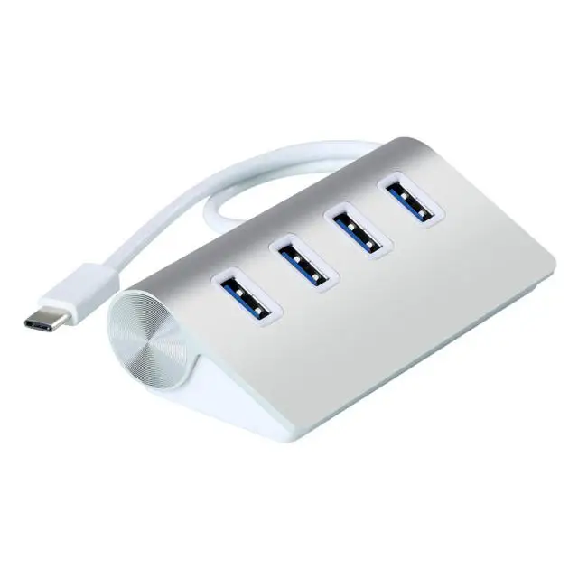 4 порта USB 3,1 type-C-USB 3,0 концентратор портативный алюминиевый для нового Macbook без драйверов sup порты Горячая замена# T2 - Цвет: Серебристый