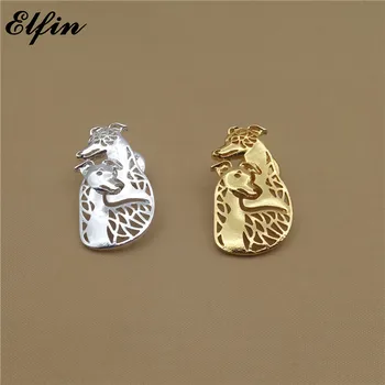 

Elfin Wholesale Whippet Couple Brooches Gold Color Silver Color Trendy Whippet Couple Dog Brooches Jewellery Men
