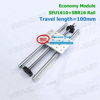 

Hot Sale # Economy linear Module effective stroke 100mm SFU1610 + SBR16 Rail + BK12 BF12 End support for xyz cnc table cnc part
