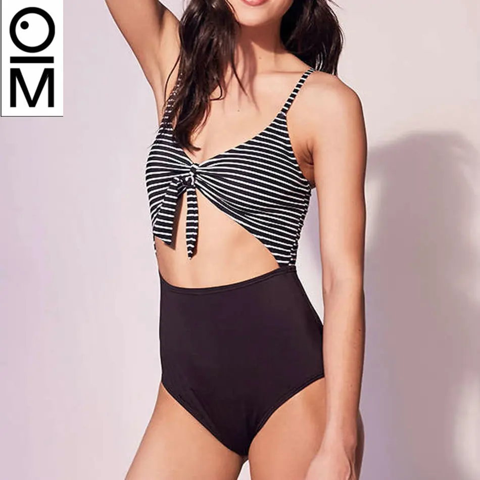 

Sexy Brazilian bikini 2018 Swimwear Women One-piece suits Stripe Bathing Suit Bandage Bodysuit Monokini Beachwear Ladies