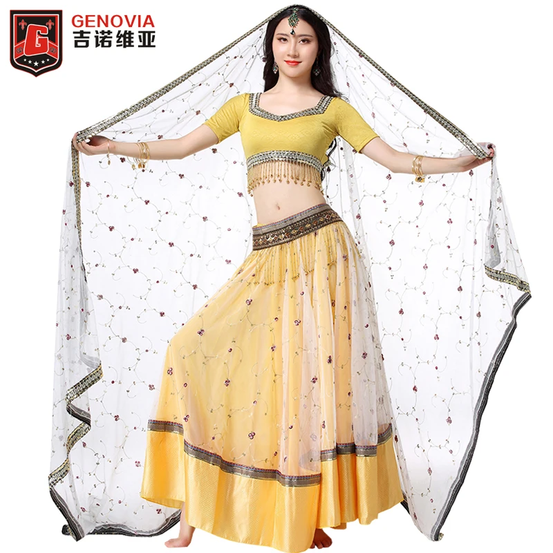 Belly Dance Costume Outfit Set Bra Top Belt Arm Skirt Dress Bollywood 4PCS