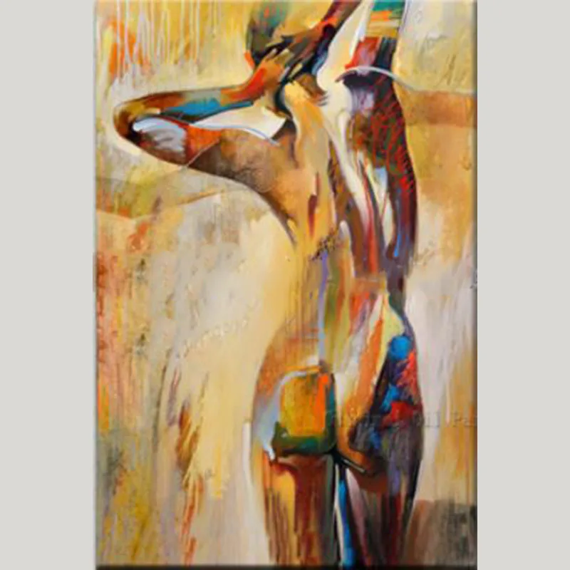 HOT!MODERN ABSTRACT Handcraft Portrait Oil Painting on Canvas,lying nude girl