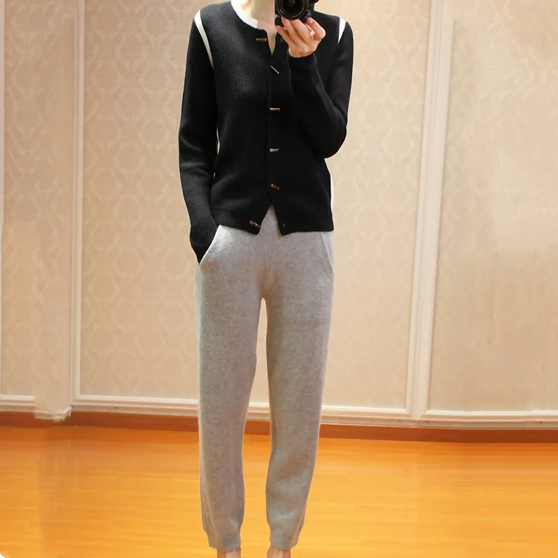 HZYRMY Spring Autumn New Women's Cashmere Cardigan Single-breasted Fight color Loose Fashion Jacket Wool Short Soft Warm Sweater Sweaters