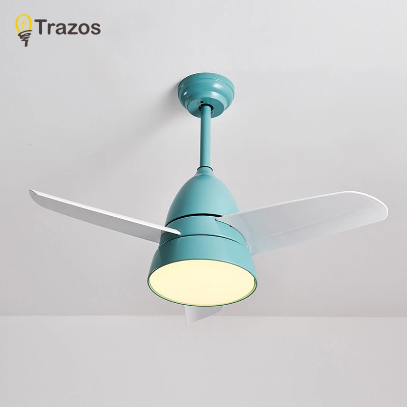 

TRAZOS Led Ceiling Fan With Lights For Children Room Ventilador De Teto 220Volt Ceiling Fans Lamp Bedroom Cooling Fan Lighting