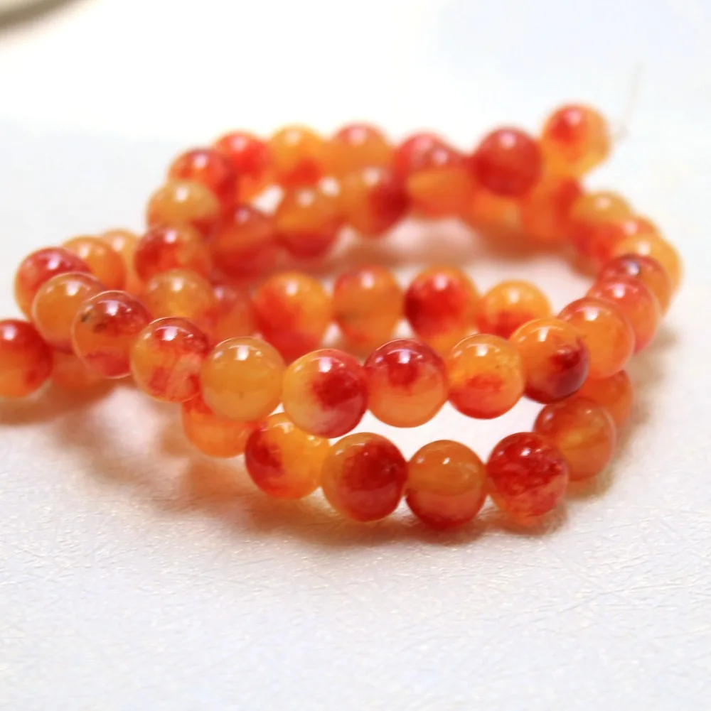 

Wholesale AAA Dye Yellow Orange Pattern Natural White Stone Beads For Jewelry Making DIY Bracelet Necklace 8 mm Strand 15''