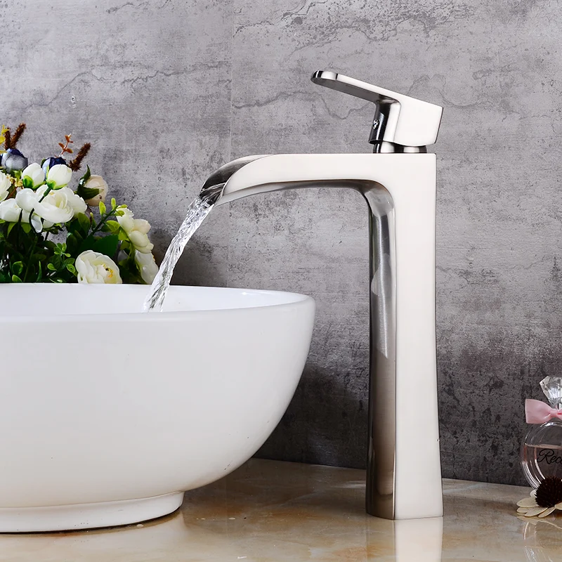 Fapuly الحمام بالوعة صنبور فرشاة من الفولاذ المقاوم للصدأ النيكل شلال صنبور الحمام الغرور حوض حمام المصارف صنبور حوض خلاط 144-22N