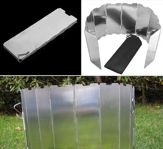 Good deal 10 plates Fold Camping Cooker Gas Stove Wind Shield Screen Foldable Outdoor