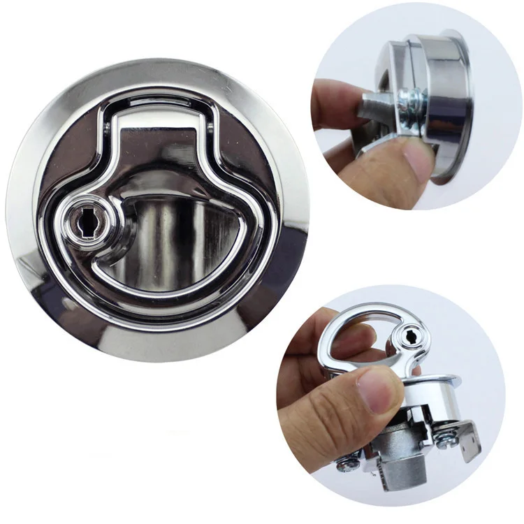 

2Inches Zinc Alloy Flush Pull Latch Floor Lift Handle Deck Hatch Deck Lock with the Key