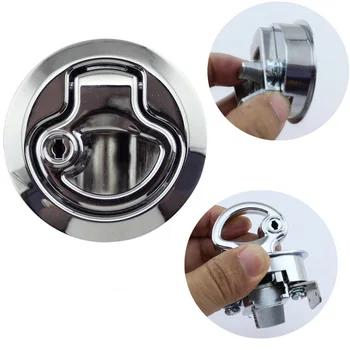 2Inches Zinc Alloy Flush Pull Latch Floor Lift Handle Deck Hatch Deck Lock with the Key 1set locking casement fastener window handle latch locks zinc alloy window handle lock with key