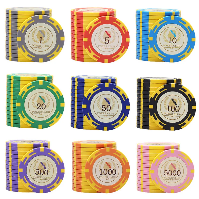 25 pcs/set Poker Chips Texas Hold'em 14g Clay Round Value Poker Club Casino Coins Poker Wholesale