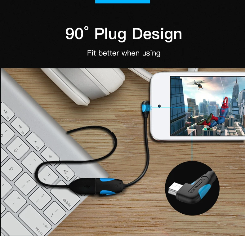 Адаптер Vention OTG Micro USB на USB 2,0 OTG конвертер кабель для Android Galaxy S3/4 S5 планшет Xiaomi для флэш-мыши клавиатуры