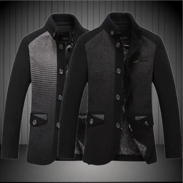 Wholesales Woolen Pea Coats Men Warm Jackets Casual Mens