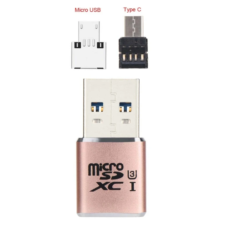 Rose Gold Кард-ридер Micro usb type C USB 3,0 Micro SD TF кард-ридер для ПК ноутбука для Macbook S9 Note8 - Цвет: Rose Gold