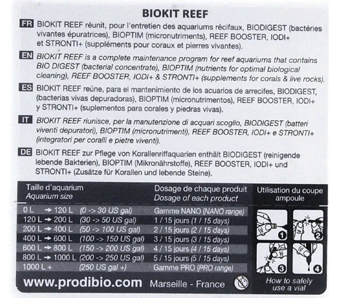 PRODIBIO биокит риф 30 флаконов Bio Digest BIOPTIM йоди+ бустер 6 в 1 для программы по уходу за морским аквариумом