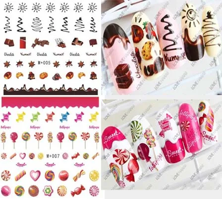 New candy sticker watermark nail stickers coffee cake watermark nail stickers nail jewelry cute cartoon font
