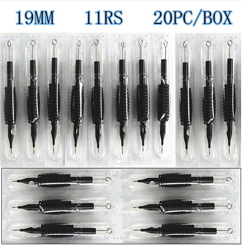 Yilong 20 x одноразовые Насадки для татуажа трубки с Вышивка Крестом Иглы Ассорти 11RS Размеры 3/4 "(19 мм) для татуировки Вышивка Крестом Иглы чернил