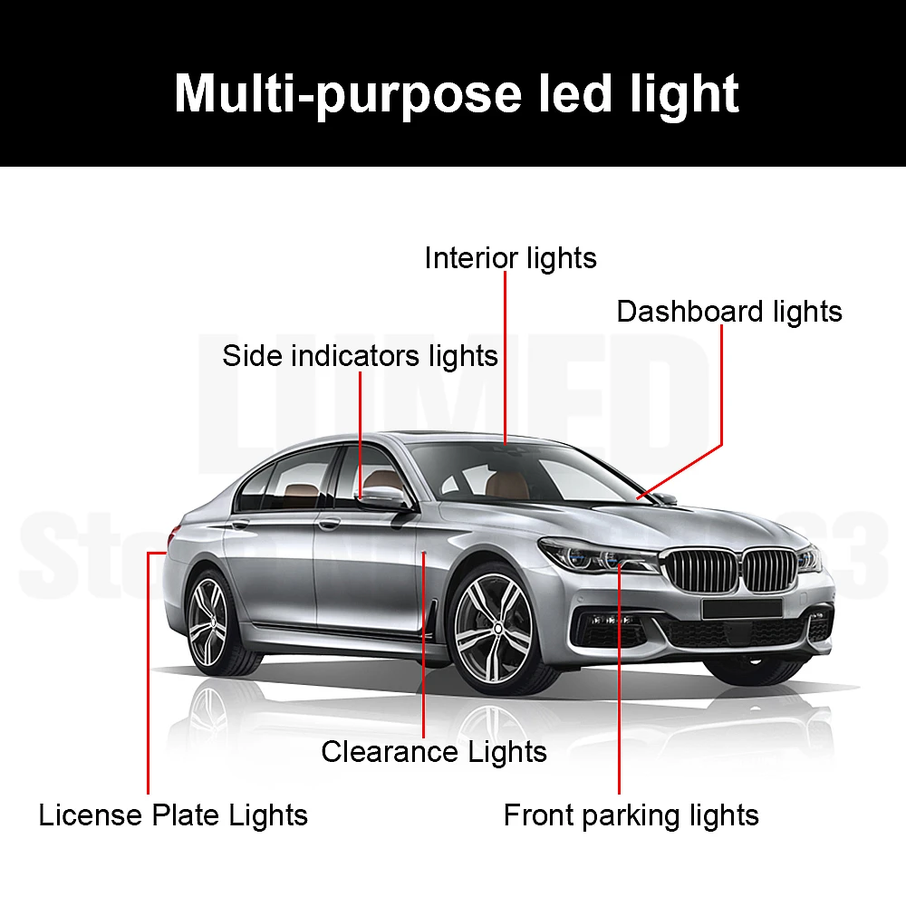 50x T10 светодиодный W5W автомобильный светильник Luces светодиодный Para Авто интерьерный купольный светильник s 194 10 SMD 5730 светодиодный Боковой габаритный фонарь